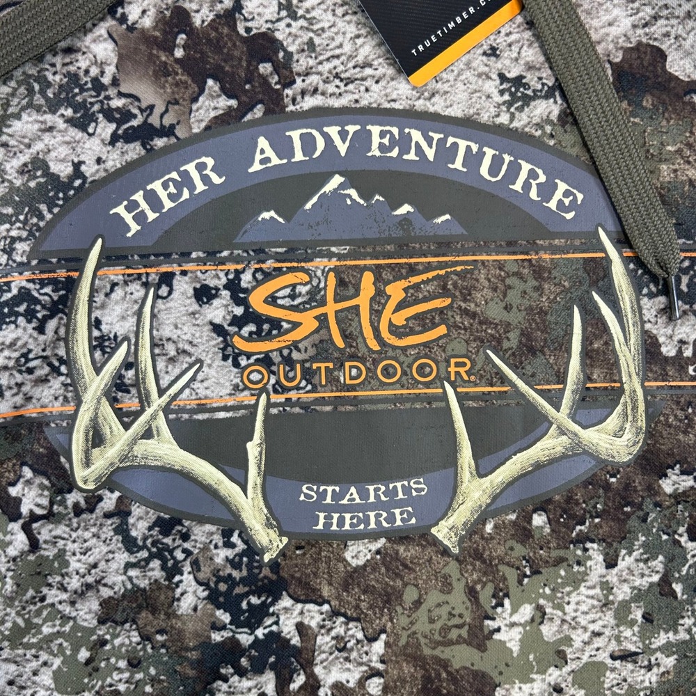 SHE Outdoor Hoodie Women Medium Camo TrueTimber Strata Performance Pullover - Picture 3 of 8